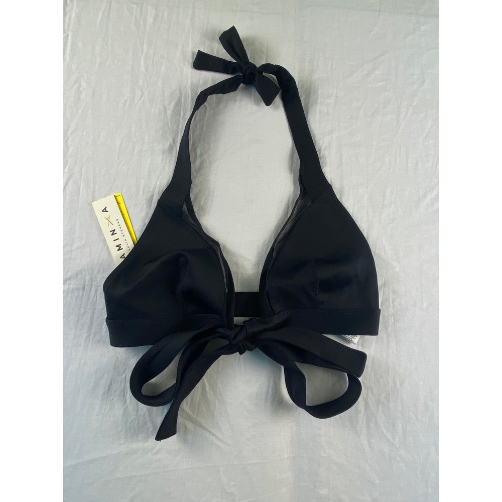 Vitamin A Scuba Wrap Bikini Top Neo Lux Black Halter Mesh 44229‎ Womens Size D12